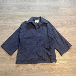 Vintage Melin Cambrian Wales 100% Wool Full Zip Jacket Large Heavyweight Welsh